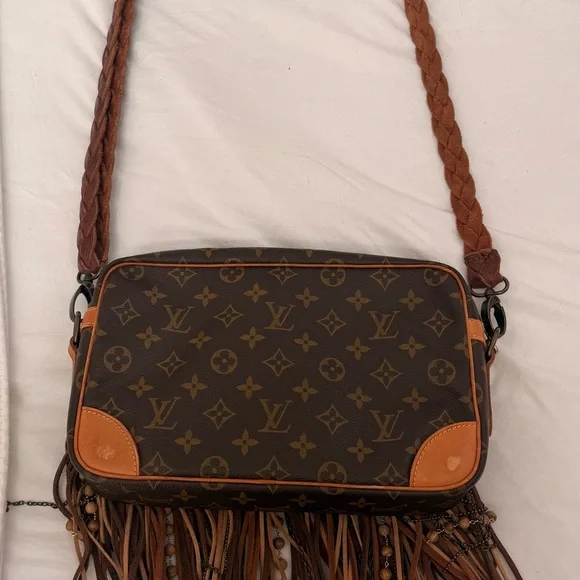 Upcycled Louis Vuitton Riviera Fringe Crossbody Boho Bag Boutique - Picture 2 of 7